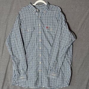 Ariat Mens XXL Tall Long Sleeve Gingham Plaid Button Up Shirt Work Casual